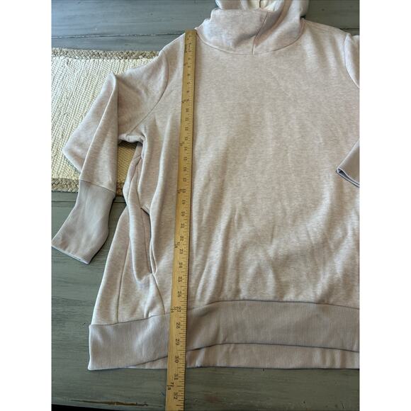 Fabletics Zaylee Fleece Pink Taupe Funnel Neck Hoodie Sz 1X Long Line Neutral - Picture 5 of 8